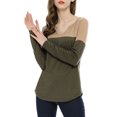 thumbnail image 2 of Unique Bargains T-Shirt Décontracté à Manches Longues et Col en V Fendu pour Femmes, 2 of 7