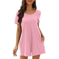 thumbnail image 2 of LOVZFMLL Combinaison à Manches Courtes pour Femme, Couleur Unie, Col Rond, Taille Cintrée, Dos Nu, Rose, P, 2 of 8
