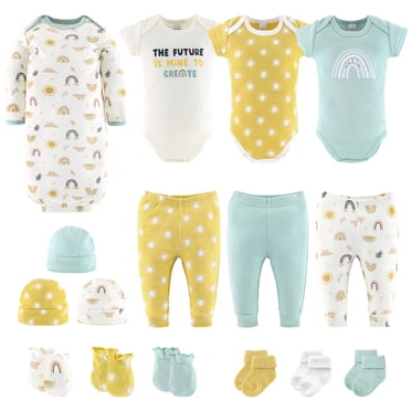 The Peanutshell Ensemble-Cadeau de Layette pour Nouveau-Né, Garçons Ou Filles, Côté Ensoleillé, 16 Pcs Essentielles, 0-3 Mois