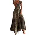 thumbnail image 2 of SMihono Robes d'Été Bohémiennes Femmes Grande Taille Mode Femmes Chiffon Été Décontracté Imprimé Col en V Manches Courtes Robe Longue, 2 of 7