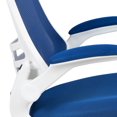 thumbnail image 3 of Mid-Back Blue Mesh Swivel Ergonomic Task Office Chair with White Frame and Flip-Up Arms, 3 of 9