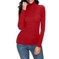 thumbnail image 2 of Kcodviy Femmes Uni Manches Longues Surdimensionné Hauts Thermiques pour Femmes Col Roulé Simulé Blouse Hauts Hauts Thermiques pour Femmes Temps Froid Coupe Ajustée Extensible Couche Thermique Femmes Haut Manches Longues T-Shirts, 2 of 7