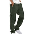 thumbnail image 2 of RKSTN Cargo Pants for Men Drawstring Solid Color Casual Multiple Pockets Trousers Outdoor Fitness Pants with Pockets, 2 of 5