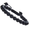 thumbnail image 1 of Natural Healing Power Gemstone Crystal Beads Unisex Adjustable Macrame Bracelets 8mm,Matte Onyx, 1 of 4