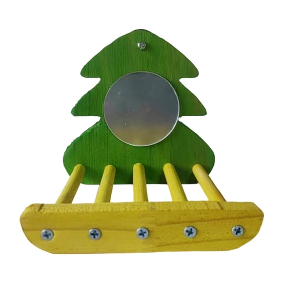 Milaget Parrot Bird Mirror Birdcage Accessory Cage Stand for Finch Canary Cockatiels green