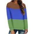 thumbnail image 2 of Timegard Women's Sweatshirt Crew Neck Long Sleeve Color Block Pullover Fall Winter Casual Tunic Tops, 2 of 4