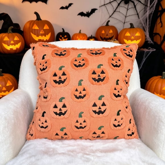 Halloween Indoor Decor - Halloween Pillow Cover Cute Ghost Pumpkin Pillowcase Sofa Living Room Holiday Decoration Pillowcase Without Inner Core