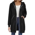 thumbnail image 1 of Yanlir Veste à Capuche à Manches Longues pour Femmes Doublée en Polaire Confortable Fermeture Éclair devant Vêtement d'Extérieur Décontracté Hiver Chaud Chandail Doux Tissu Poches Mode Urbaine(Noir,G), 1 of 5