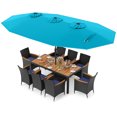 thumbnail image 1 of Costway 11 PCS Patio Wicker Dining Set with Double-Sided Outdoor Umbrella 8 Stackable Chairs, 1 of 9