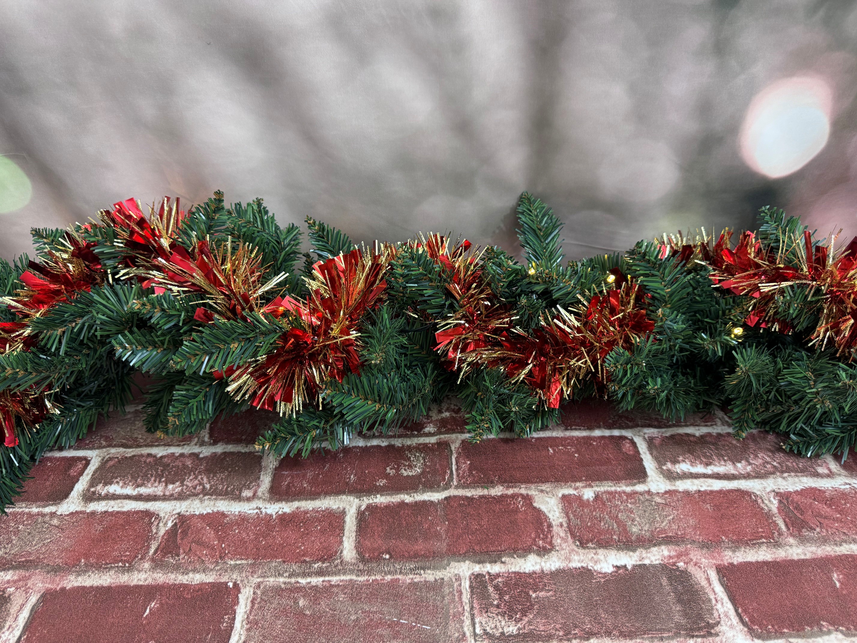 Holiday Time Christmas Red Gold Tinsel Garland 12 Foot