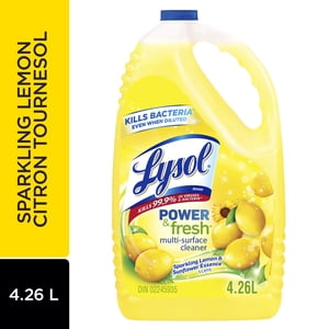 Lysol Nettoyant tout usage, Verser, Lemon pétillant & Essence de tournesol, Nettoyant Multi Surface, 4.26 L