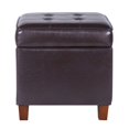 thumbnail image 5 of HomePop Pouf de Rangement Carré Capitonné en Similicuir avec Couvercle à Charnières, Brun, 5 of 5