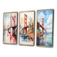 thumbnail image 3 of Designart "Architectural Marvel Red Bridge II" Paysages Urbains Art Mural Encadré Ensemble de 3 - Cadre de Ponts Rouges en Toile pour Décoration de Salon, 3 of 6