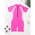 thumbnail image 4 of Aislor Kids Big Girls Zippered Swimsuit Swimwear Bathing Suit Rash Guard Shorty Sun Protection Wetsuit Rose Red 12, 4 of 7
