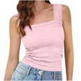 thumbnail image 2 of LSLJS Womens Summer Solid Tank Tops Neck Crop Tops Flower Spring Going Out Tops Slim Crop Cami Wide Straps Sleeveless Shirts Top, Womens Tank Tops, 2 of 9