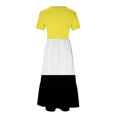 thumbnail image 4 of Tumotour Robe d'Été pour Femmes, Imprimée, Ample, Décontractée, à Manches Courtes, Col Ras du Cou, Ligne A, Évasée, Fluide, à Étages, Chemise, Maxi, Plage, Longue, 2025, Tenues Tendance avec Poches, 4 of 4
