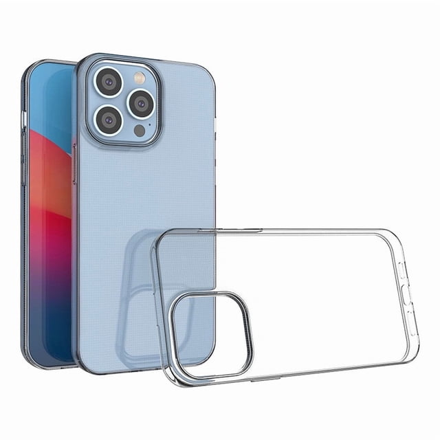 PANDACO Clear Case for iPhone 14 Pro Max, a transparent TPU soft shell case designed for protection against bumps and scratches. This fitted case highlights the phone's design while offering precise cutouts for buttons, ports, and camera lenses, ideal for showcasing your device safely.