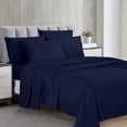 thumbnail image 1 of Ensemble de draps de luxe Swift Home 6 pièces avec taie d'oreiller additionnelle, Queen, Bleu marine, 1 of 8