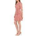 thumbnail image 4 of INSPIRE CHIC Women's 3/4 Sleeve Ruffle Hem Buttons Decor Drawstring Ruched Dress, 4 of 6