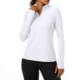 thumbnail image 2 of Sentmoon Chandails à Manches Longues, Chandail de Randonnée Rafraîchissant, Couleur Unie, Col Rond, Doux, Coupe Régulière, Chandails UV pour Femmes pour la Natation et le Surf, Blanc, P, 2 of 7