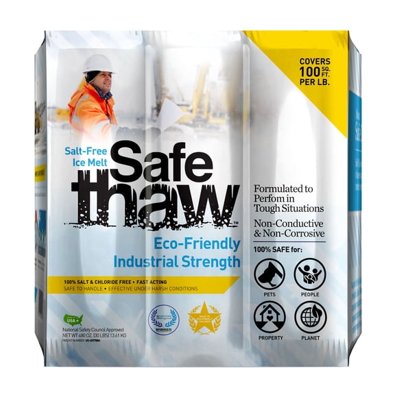 Safe Paw Industrial Strength Snow & Ice Melt, Salt-Free & Chloride-Free, 30 lb Bag
