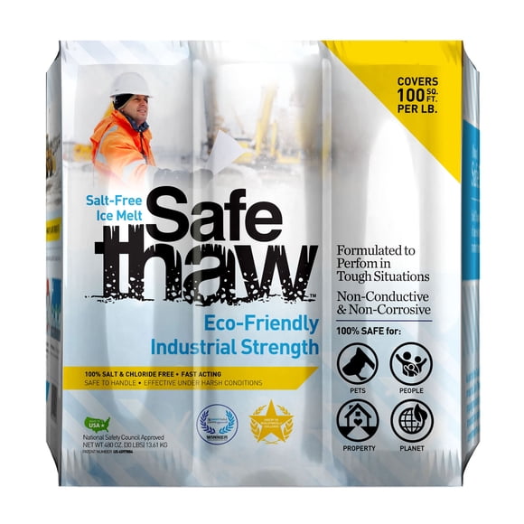 Safe Paw Industrial Strength Snow & Ice Melt, Salt-Free & Chloride-Free, 30 lb Bag