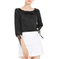 thumbnail image 1 of INSPIRE CHIC Women's Ruffled Neck Half Sleeve Sheer Summer Polka Dots Blouse Tops, 1 of 4