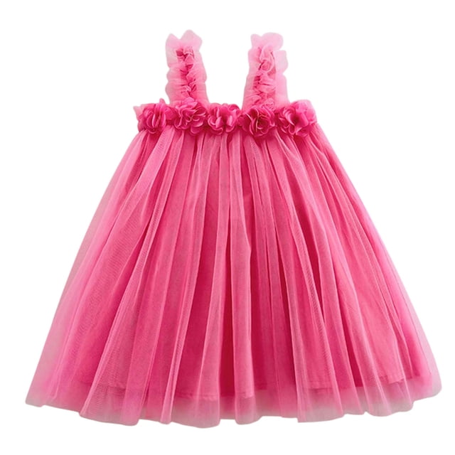 Robes Sans Manches en Tulle à Fleurs pour Tout-Petites Filles, Fête, Jeu de Rôle, Robe de Danse, Robe Fille, Taille 4-5T