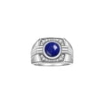 thumbnail image 1 of RYLOS Mens Rings 14K White Gold Designer Round Gemstone &  Sparkling Diamond Ring Lapis September Birthstone Rings For Men, Men's Rings, Gold Rings Sizes 8 - 13, 1 of 7
