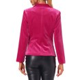 thumbnail image 3 of INSPIRE CHIC Women's Velvet Blazer Solid Color Shawl Collar One Button Wear-to-Work Suit Jacket XS Hot Pink, 3 of 6
