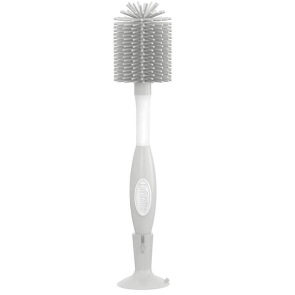 Dr. Brown's Soft Touch No Scratch Baby Bottle Cleaning Brush, Nipple Cleaner and Suction Cup Base for Easy Storage, BPA Free, Gray
