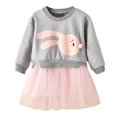 thumbnail image 2 of LSLJS Kids Baby Girl Bunny Princess Patchwork Sweatshirt Tulle Dress Clothes, Pleated Dress, 2 of 5