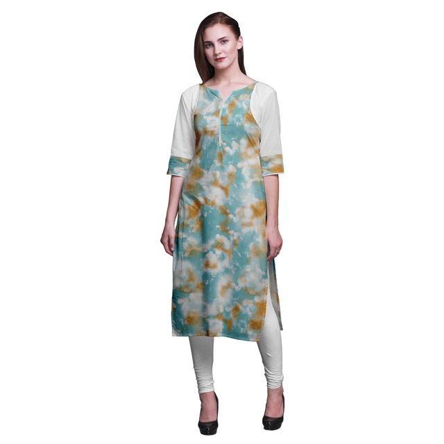 Bimba Robes Tuniques Droites en Coton pour Femmes Kurti Imprimé Tenue d'Été Kurta-Medium