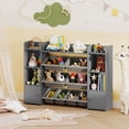 thumbnail image 2 of Costway 4-Tier Large Storage Cabinet with 6 Cubbies & 8 Removable Bins Bookshelf Gray, 2 of 10