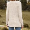 thumbnail image 4 of PEZHADA Chandails pour Femmes en Liquidation, Chandails à Enfiler pour Femmes Col Rond à Rayures Mat Chandail Uni T-shirt à Manches Longues Chandails Haut Beige, 4 of 4