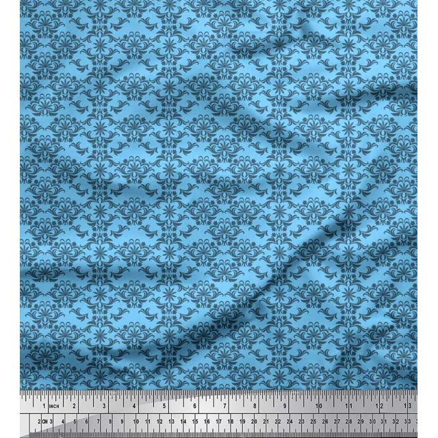 Soimoi Moss Georgette Fabric Artistic Floral Print Fabric by Yard 42 Inch Wide
