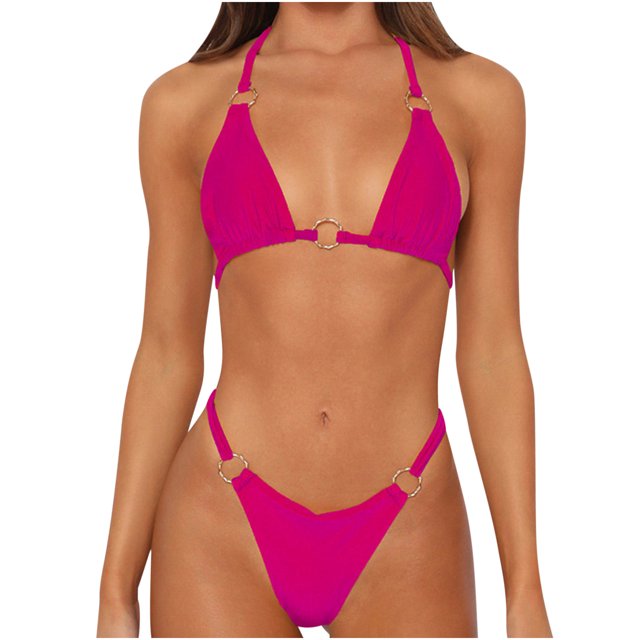 Birdeem Womens Bikini Split Swimwear Solid Bikini Two-Piece Split Swimwear Set