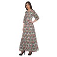 thumbnail image 2 of Moomaya Robe Maxi Évasée à Col Rond et Manches 3/4 Imprimée, Tenue Décontractée d'Été, 2 of 3