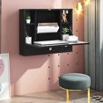thumbnail image 2 of Giantex Wall Mounted Desk, Multi-Function Floating Desk w/Storage Drawer & Shelves, Wall Mounted Computer Desk for Home & Office, Black, 2 of 6