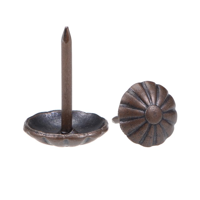 Unique Bargains Clous de Rembourrage Tacks Tête Ronde 11mm Épingles à Pouce Ton Bronze 100 Pcs