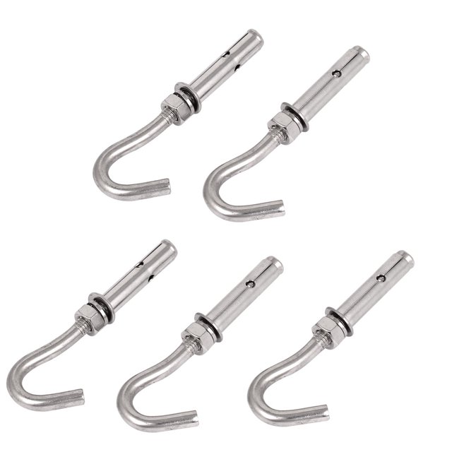 Unique Bargains Wall Concrete Brick M8 Stainless Steel Expansion Open Hook Anchor Bolts 5pcs
