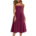 thumbnail image 1 of Gspmoly Robes Décontractées pour Femmes, Mode pour Femmes Couleur Unie Style Dopamine Bretelle d'Épaule Bretelles Ajustables Robe à Poches Robe à Bretelles Col Rond Robe de Cocktail Offres Hebdomadaires, 1 of 5