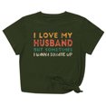 thumbnail image 1 of Penkiiy T-Shirt Femme J'aime Mon Mari Mignon Relation Mariée Tee L Vert Armée, 1 of 8
