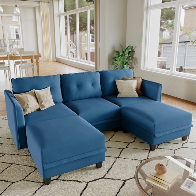 LLappuil Canapé Sectionnel Modulaire, Canapé Sectionnel Modulaire 5 Places avec Rangement, Canapé en Velours Imperméable et Anti-Rayures pour Salon