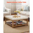 thumbnail image 2 of VEVOR Large Square Ottoman Coffee Table 34.5 Inch Upholstered Tufted Linen Ottoman, 2 of 9