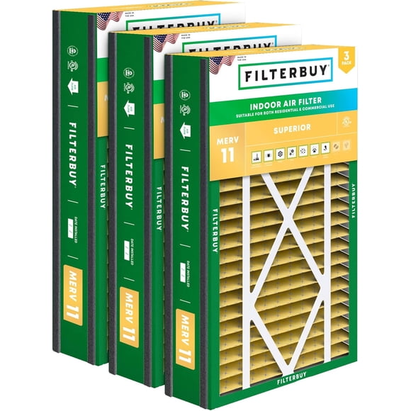 Filterbuy 16x25x5 Air Filter MERV 11 Allergen Defense, HVAC AC Furnace Air Filters Replacement (3-Pack)