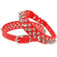 thumbnail image 2 of Collier pour Chien en Cuir avec Rivets Cloutés pour Chats Chiots Petits Moyens Animaux Rouge 51*3.0CM, 2 of 8