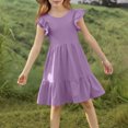 thumbnail image 2 of DecSea Girls Summer Double Layer Ruffle Dresses Casual Solid Crewneck Beach Sundress, 2 of 9