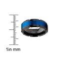 thumbnail image 3 of Mens Tungsten Ring Grooved Wedding Band Black Blue Comfort-fit 8MM, 3 of 3