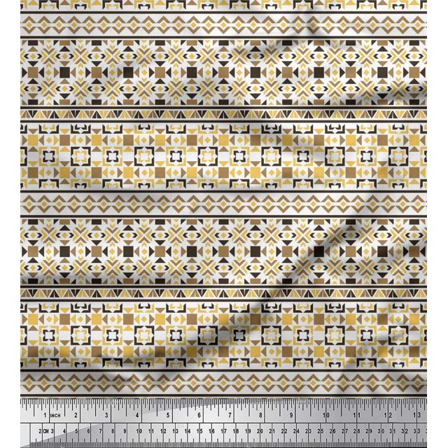 Soimoi Cotton Poplin Fabric Aztec Geometric Decor Fabric Printed Yard 56 Inch Wide